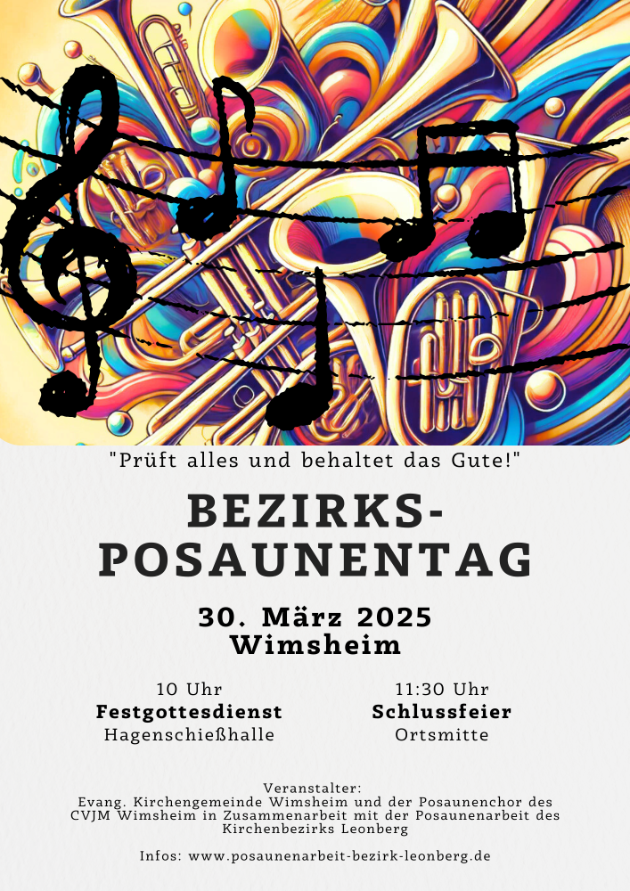 Plakt zum Bezirksposaunentag 2025 in Wimsheim